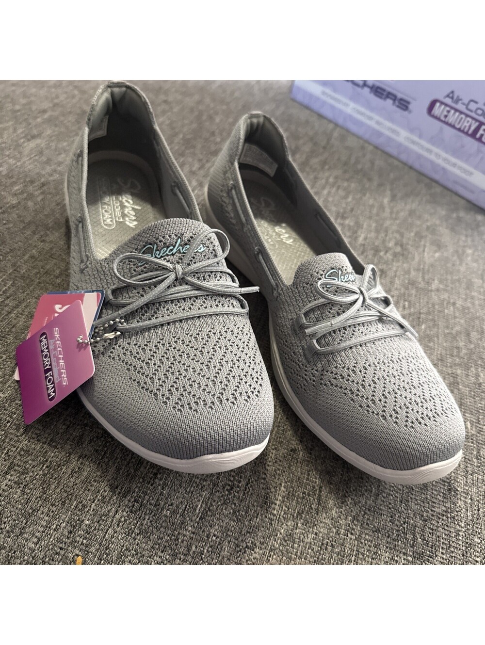 Skechers Women’s 10 Gray Newbury St Preppy Gal Gray Walking Slip On New In Box - Picture 2 of 14